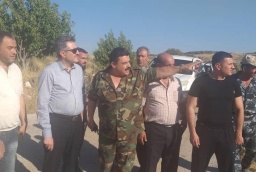 محافظ القنيطرة مع عناصر فوج الاطفاء و الدفاع_المدني بعد استهدافهم من قبل العدو الصهيوني